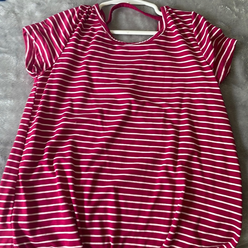 Purple ish pink and white striped shirt girls size 10